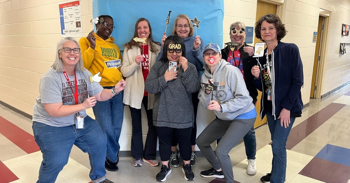 group of educators with celebratory emojis
